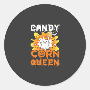 Candy Corn Queen Halloween Ghost Bats Spider Web Classic Round Sticker