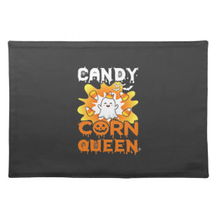 Candy Corn Queen Halloween Ghost Bats Spider Web Cloth Placemat
