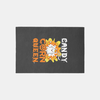 Candy Corn Queen Halloween Ghost Bats Spider Web Rug
