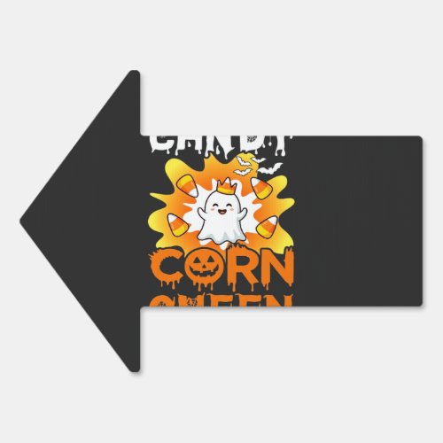 Candy Corn Queen Halloween Ghost Bats Spider Web Sign