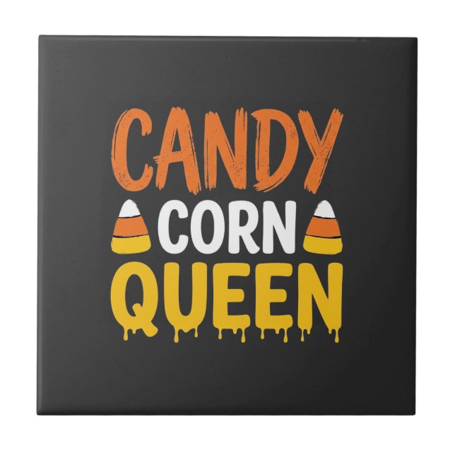 Candy Corn Queen Halloween Graphic_1 Ceramic Tile (Front)