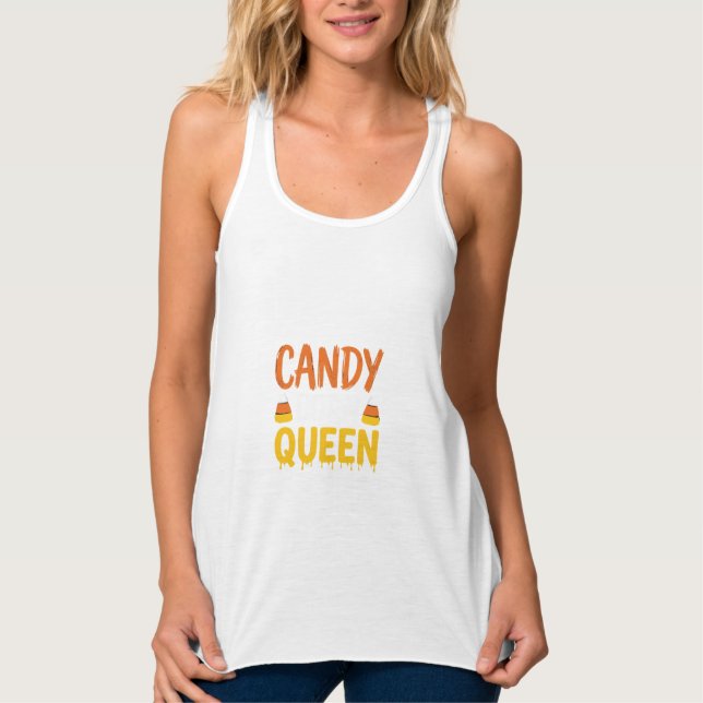Candy Corn Queen Halloween Graphic_1 Tank Top (Front)