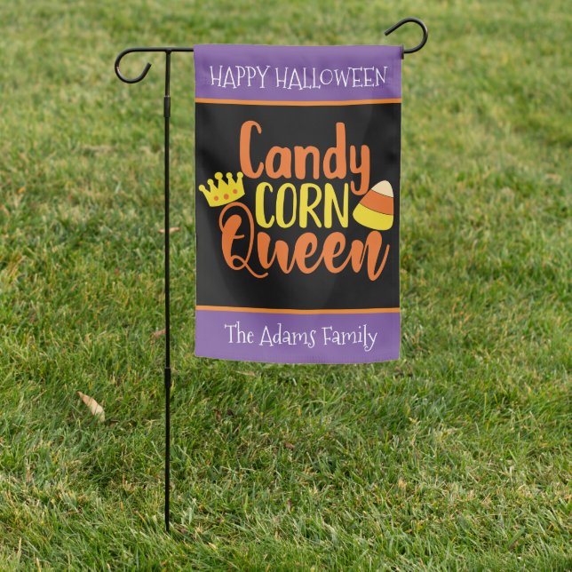 Candy Corn Queen Halloween Personalized Garden Flag (In SItu)
