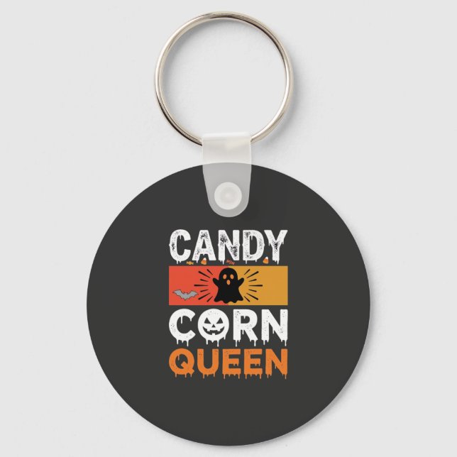 Candy Corn Queen Halloween SVG Design Keychain (Front)