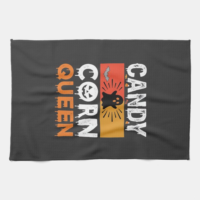 Candy Corn Queen Halloween SVG Design Kitchen Towel (Horizontal)