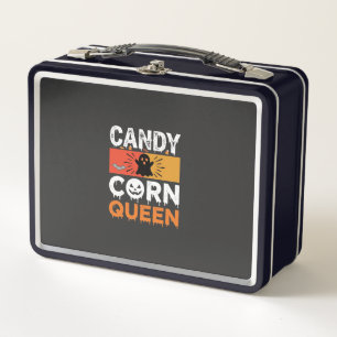 Candy Corn Queen Halloween SVG Design Metal Lunch Box