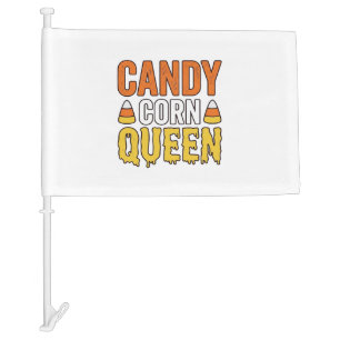 Candy Corn Queen Vintage Halloween T-Shirt Design_ Car Flag