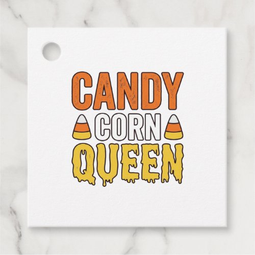 Candy Corn Queen Vintage Halloween T-Shirt Design_ Favor Tags