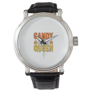 Candy Corn Queen Vintage Halloween T-Shirt Design_ Watch
