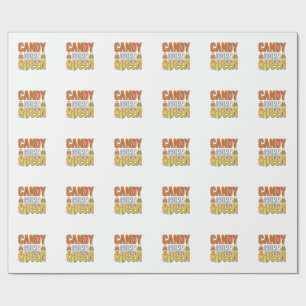 Candy Corn Queen Vintage Halloween T-Shirt Design_ Wrapping Paper