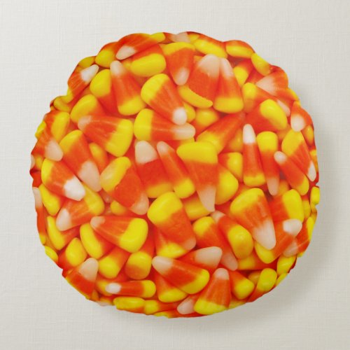 Candy Corn Round Pillow