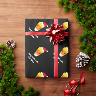 Candy Corn Santa Slause Christmas wrapping paper