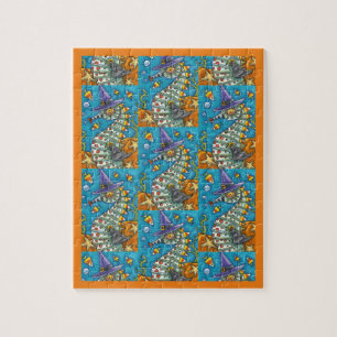 CANDY CORN SEAHORSE WITCH, UNDER THE SEA HALLOWEEN JIGSAW PUZZLE