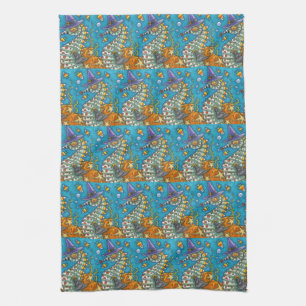 CANDY CORN SEAHORSE WITCH, UNDER THE SEA HALLOWEEN KITCHEN TOWEL