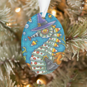 CANDY CORN SEAHORSE WITCH, UNDER THE SEA HALLOWEEN ORNAMENT