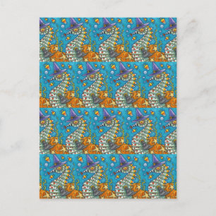 CANDY CORN SEAHORSE WITCH, UNDER THE SEA HALLOWEEN POSTCARD