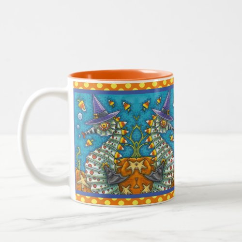 CANDY CORN SEAHORSE WITCH UNDER THE SEA HALLOWEEN Two_Tone COFFEE MUG