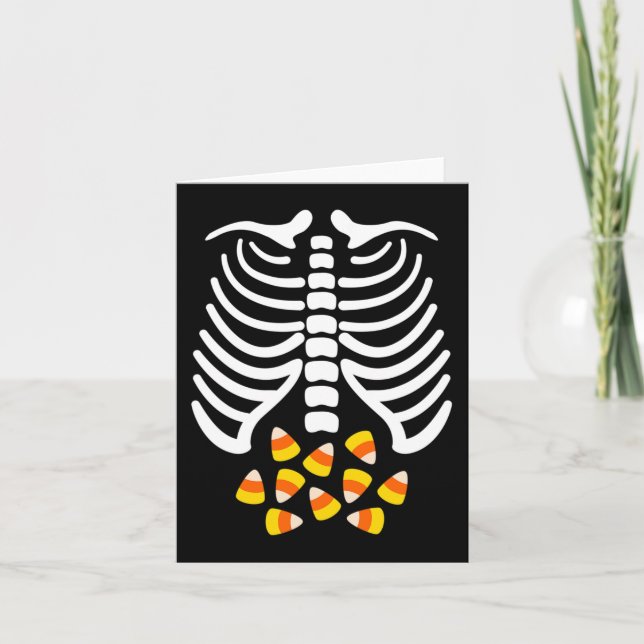Candy Corn Skeleton Rib Cage Halloween Costume  Card (Front)