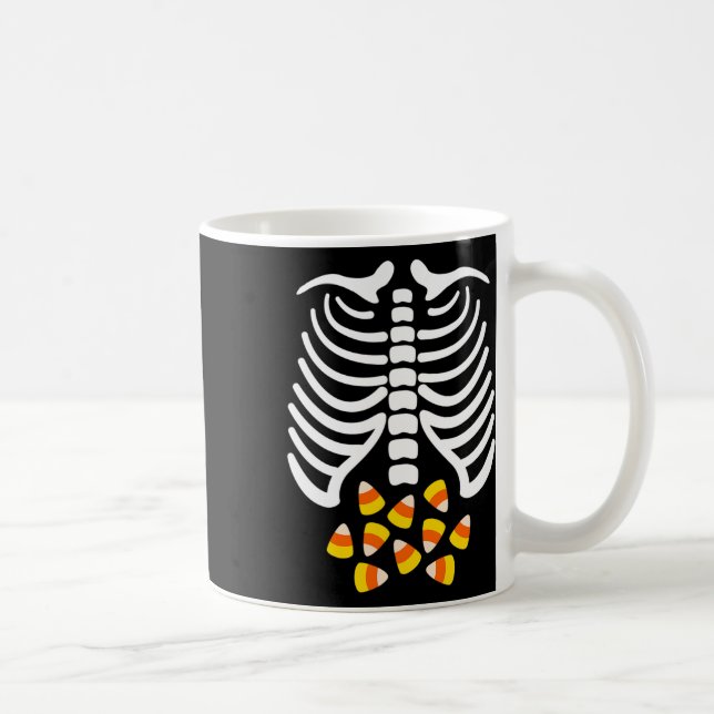 Candy Corn Skeleton Rib Cage Halloween Costume  Coffee Mug (Right)