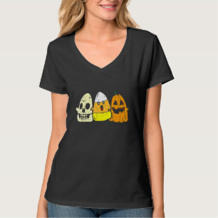 Candy Corn Skeleton Skull Pumpkin Fun Halloween Co T-Shirt