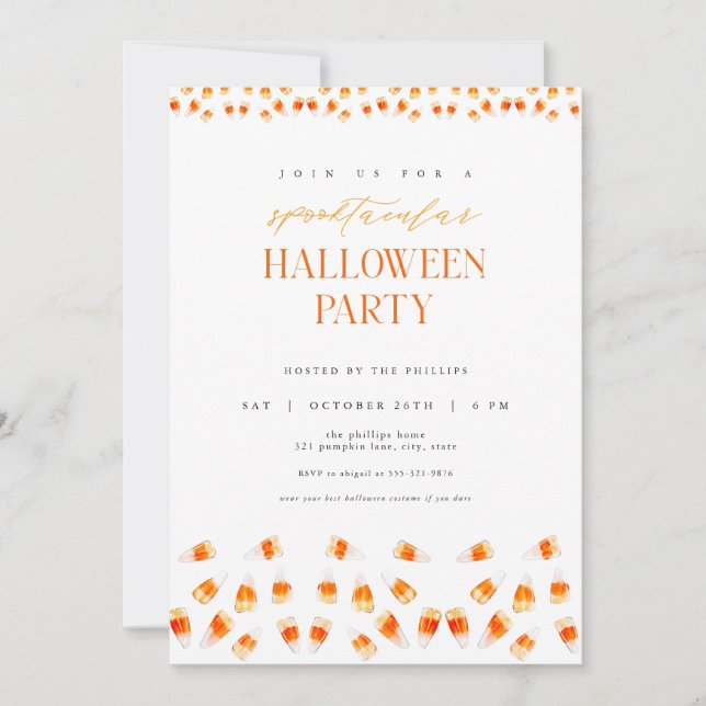 Candy Corn Spooktacular Halloween Party Invitation (Front)