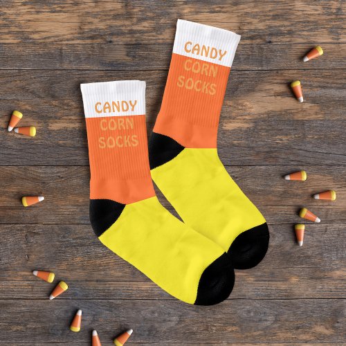 Candy Corn Stripes Funny Halloween Costume Party Socks