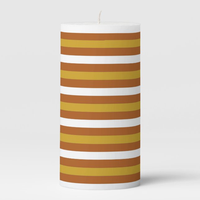 Candy Corn Stripes Pillar Candle (Front)
