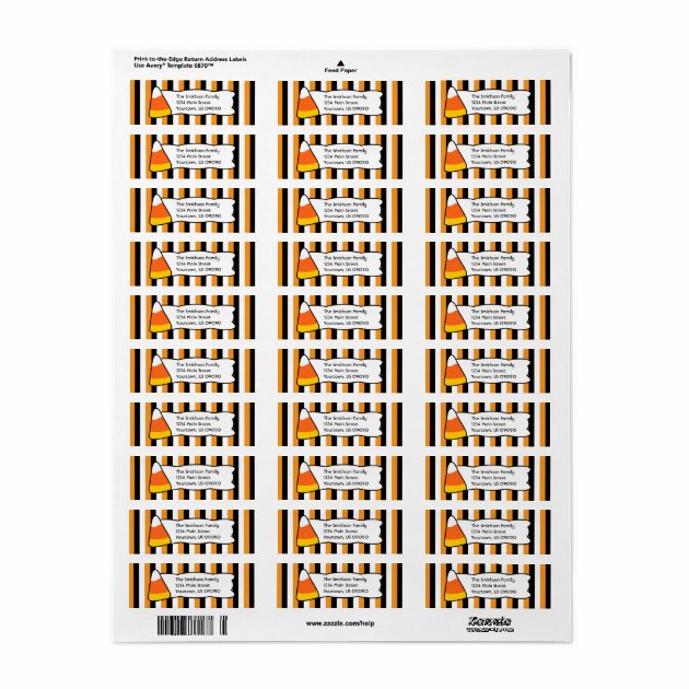 Candy Corn Stripes Return Address Labels