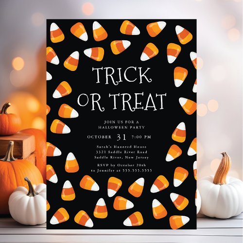 Candy Corn Trick or Treat Halloween Invitation