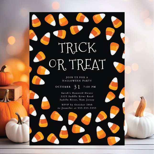 Candy Corn Trick or Treat Halloween Invitation (Creator Uploaded)