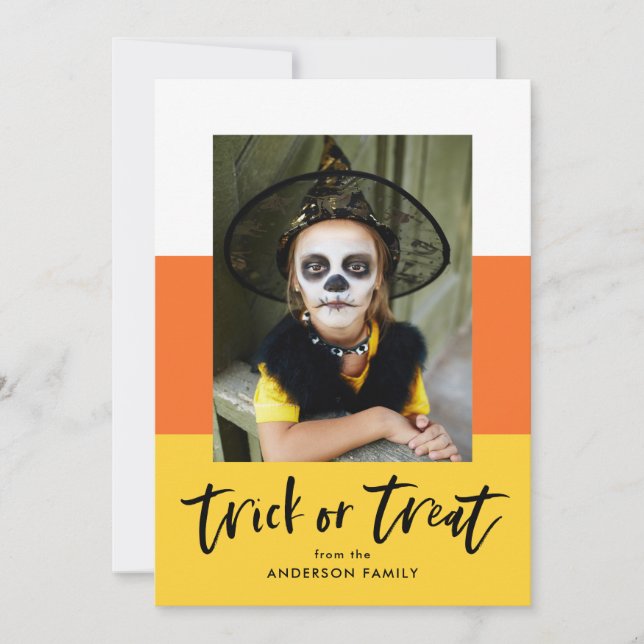 Candy Corn | Trick or Treat Halloween Photo Card (Front)