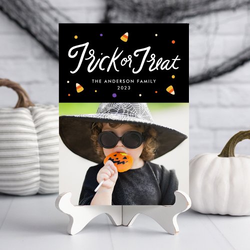 Candy Corn Trick or Treat Halloween Photo Card