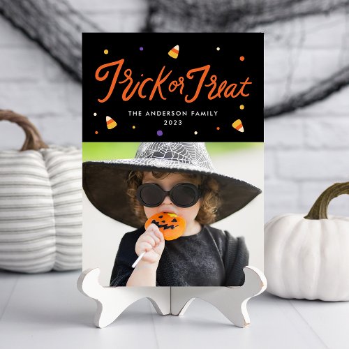 Candy Corn Trick or Treat Halloween Photo Card