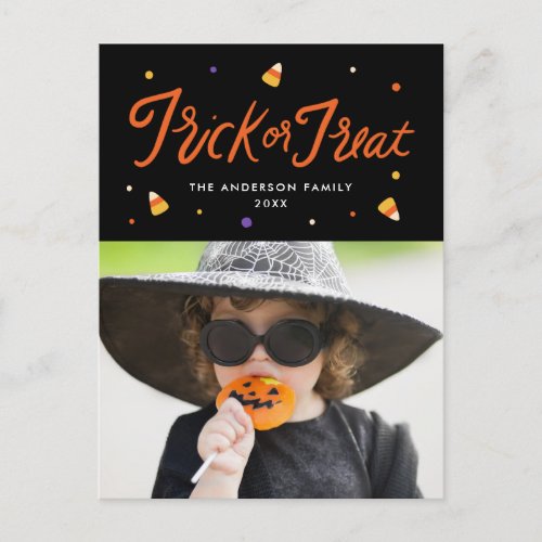 Candy Corn Trick or Treat Halloween Photo Holiday Postcard