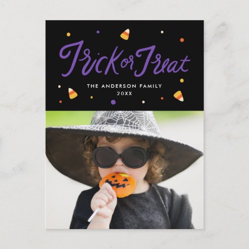 Candy Corn Trick or Treat Halloween Photo Holiday Postcard