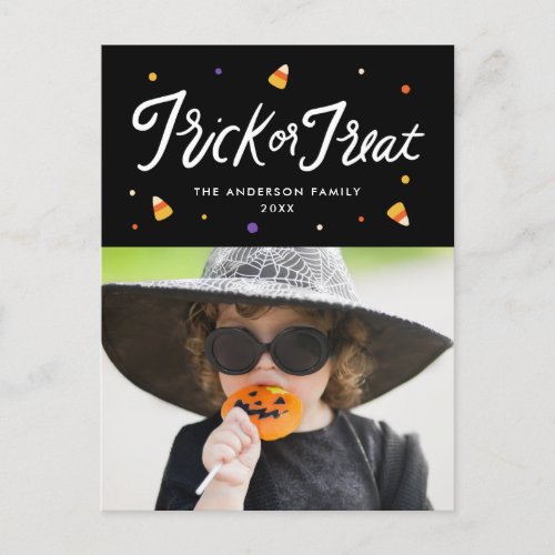 Candy Corn Trick or Treat Halloween Photo Holiday Postcard
