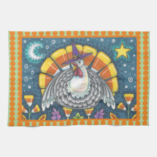 CANDY CORN TURKEY, THANKSGIVING BIRD KITCHEN TOWEL
