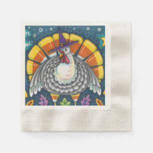 CANDY CORN TURKEY, THANKSGIVING FOLK ART BIRD NAPKINS