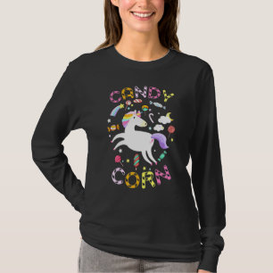 Candy Corn Unicorn Treats Lollipop Food Girls Kids T-Shirt