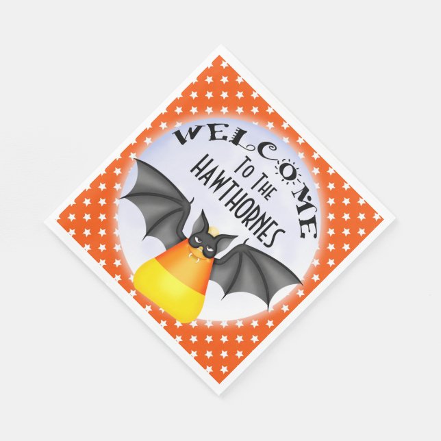 Candy Corn Vampire Halloween Napkin (Corner)