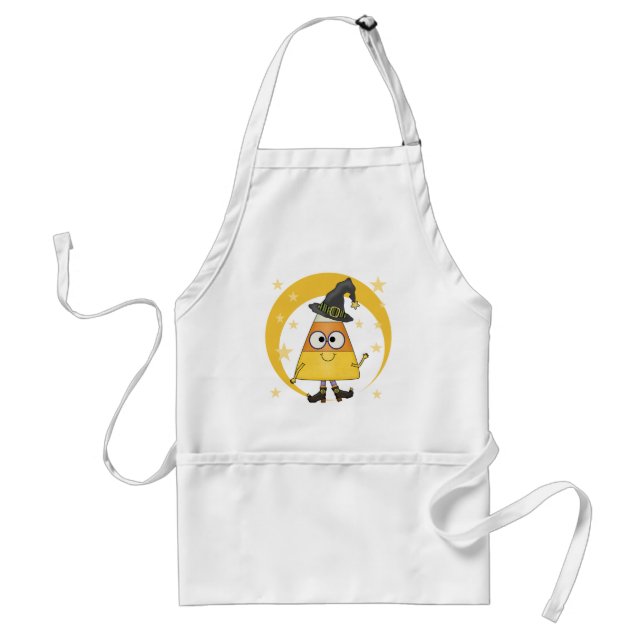 Candy Corn Witch Halloween Adult Apron (Front)