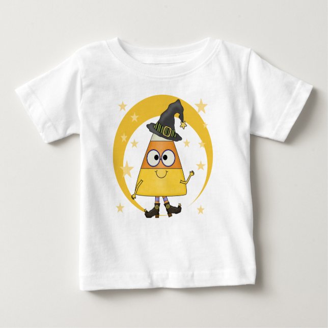 Candy Corn Witch Halloween Baby T-Shirt (Front)