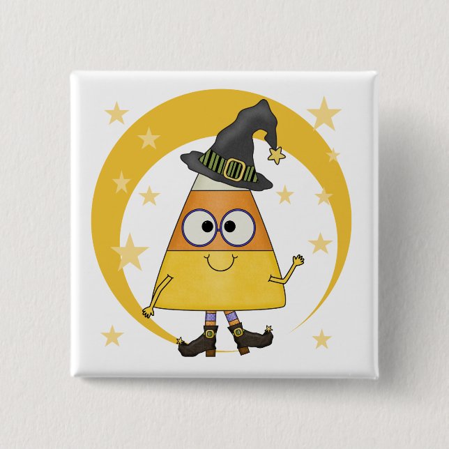 Candy Corn Witch Halloween Button (Front)