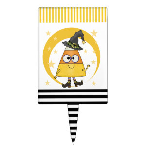 Candy Corn Witch Halloween Cake Topper