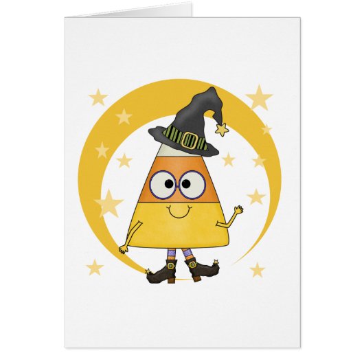 Candy Corn Witch Halloween Cards (Front)