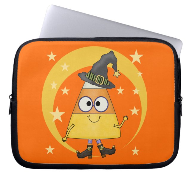 Candy Corn Witch Halloween Laptop Sleeve (Front)