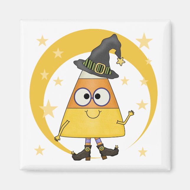 Candy Corn Witch Halloween Magnet (Front)