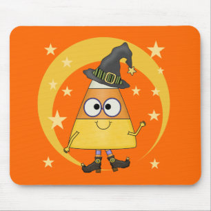 Candy Corn Witch Halloween Mouse Pad