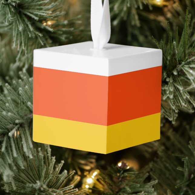 Candy Corn Wooden Cube Halloween Ornament (Tree)