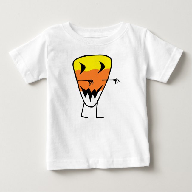 Candy Corn Zombie Baby Tee Shirt Halloween Shirt (Front)